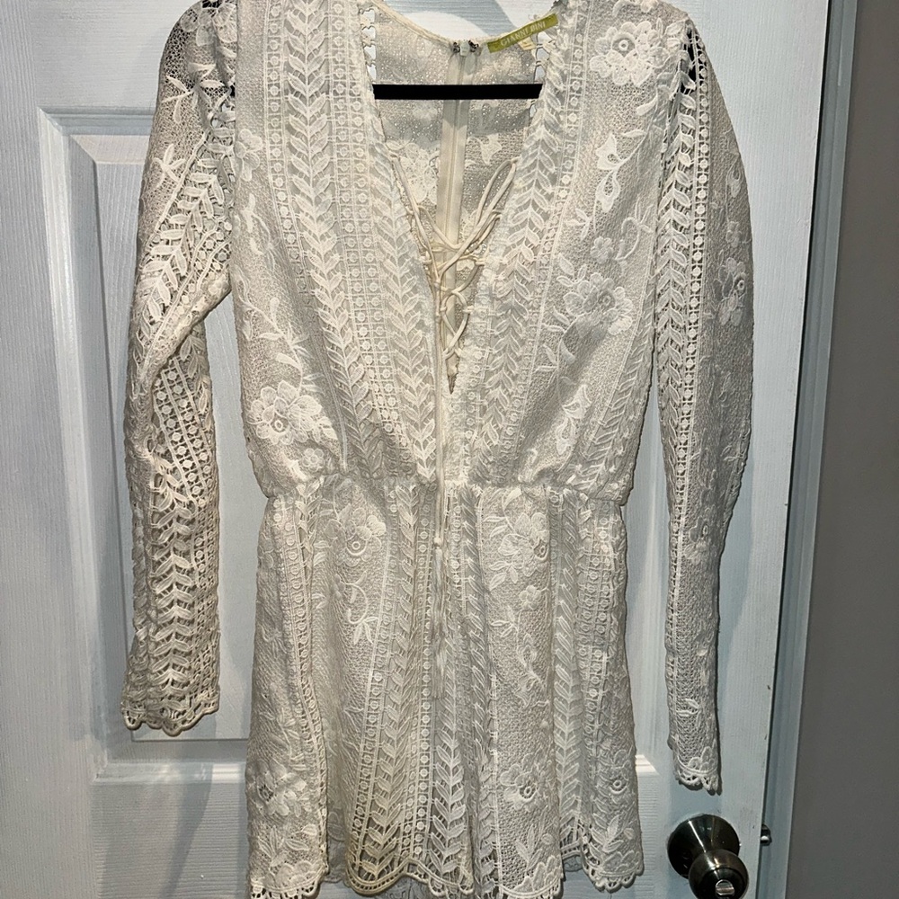Gianni Bini White Lace Floral Dress
